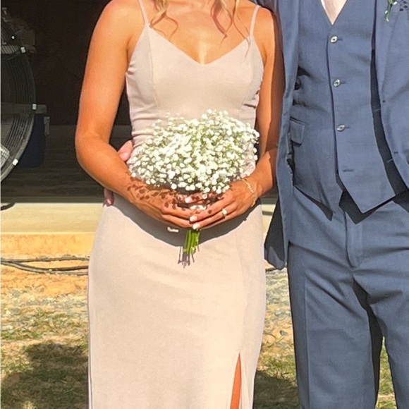 Birdy Grey Fitted Taupe Bridesmaids Dress Size XS - Picture 2 of 4